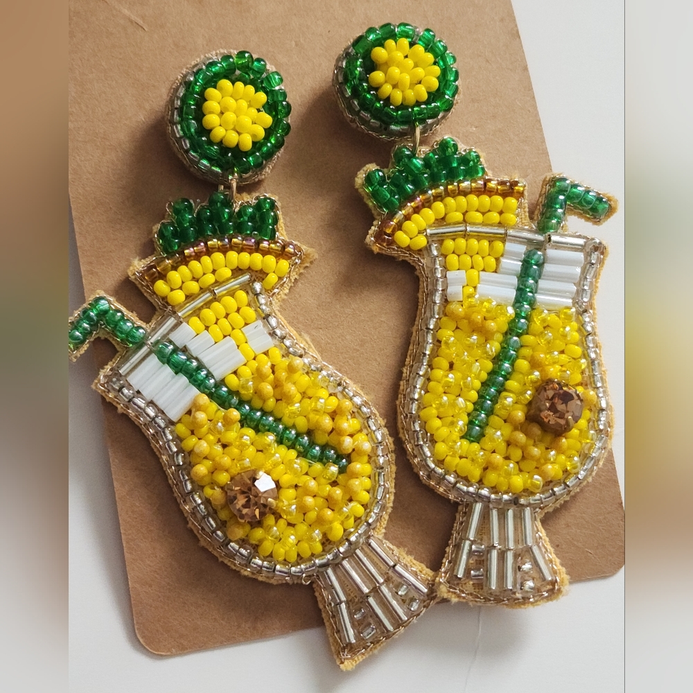 Fun Pina Colada Earrings - Cocktail Earrings - Statement Earrings